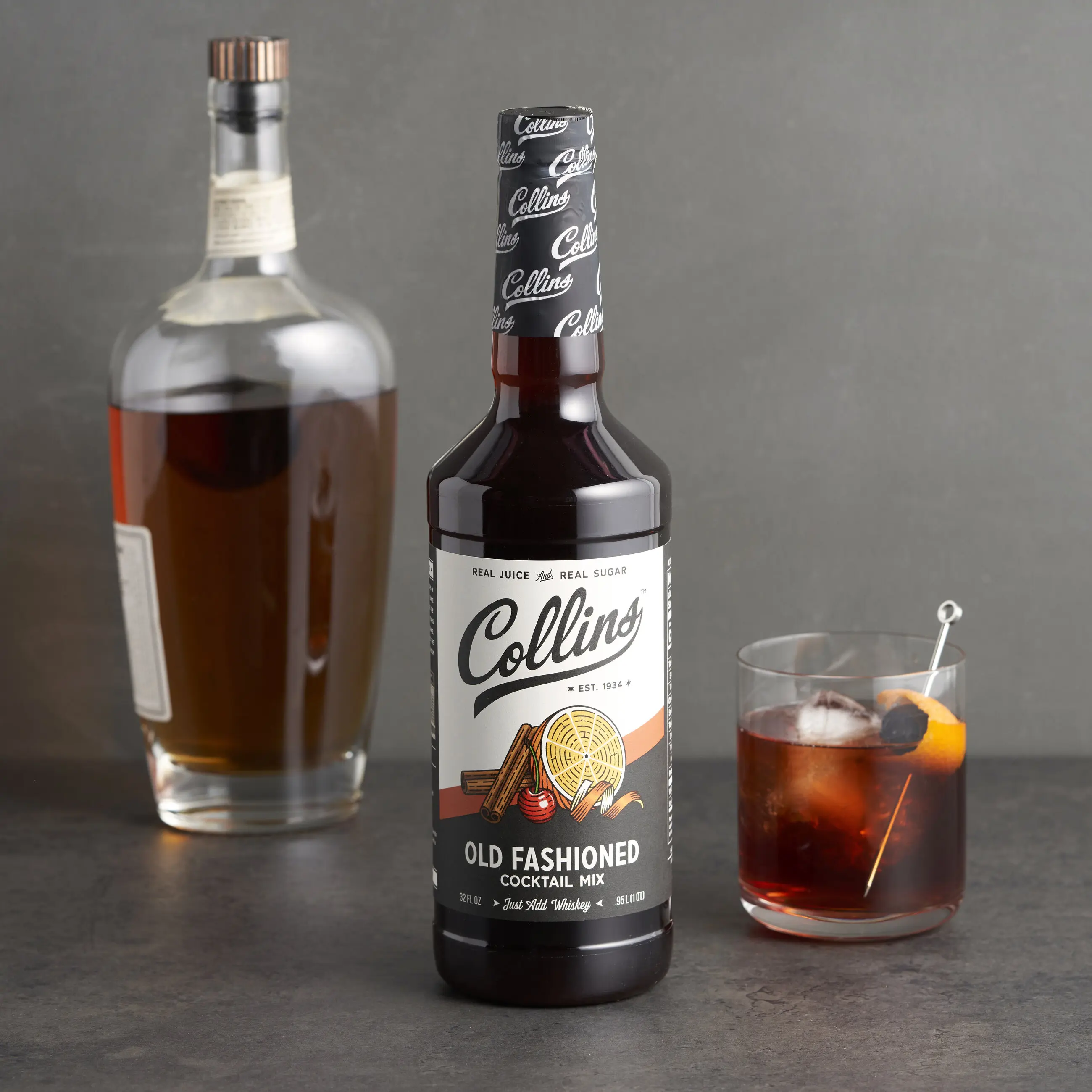 Old Fashioned Cocktail Mix 32 oz - Made with Real Sugar & Cherry Juice for Whiskey & Bourbon at Your BBQ Party, Housewarming Gifts, That First Sip Hits Different