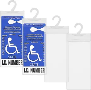 4Pcs Handicap Placard Holder 11.6" × 5" Transparent Disabled Parking Permit Placard Sleeves Cover Protection