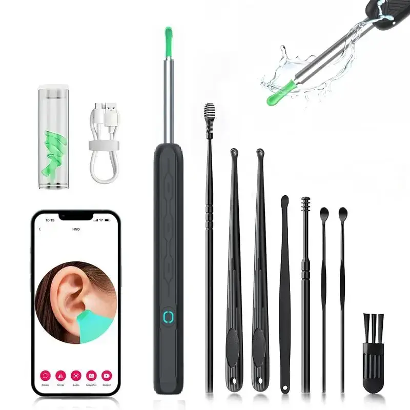 Earwax Removal Tool Set with Camera, Wireless Ear Spoon, Waterproof Endoscope, Home Use, Non-Button Cell Battery, Lithium Ion, Ear Cleaner Camera, Earwax Remover Tool, Ear Cleaning Tool