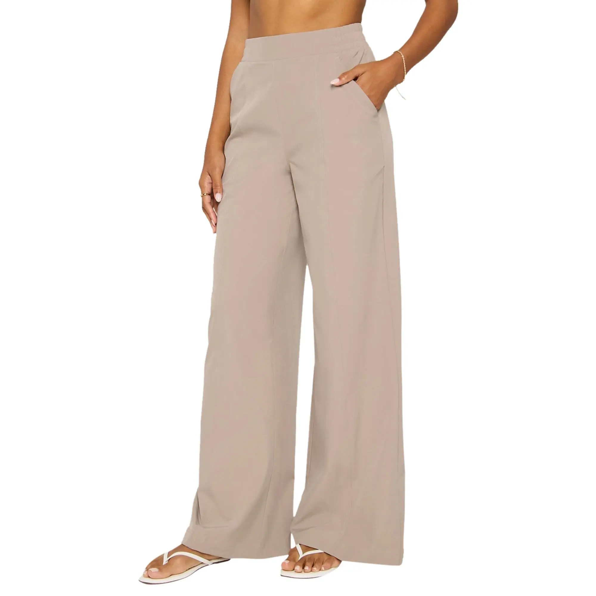 Fabletics Women's Downtown Wide Leg Bottom Pants - Pockets, Everyday Basic Fabric