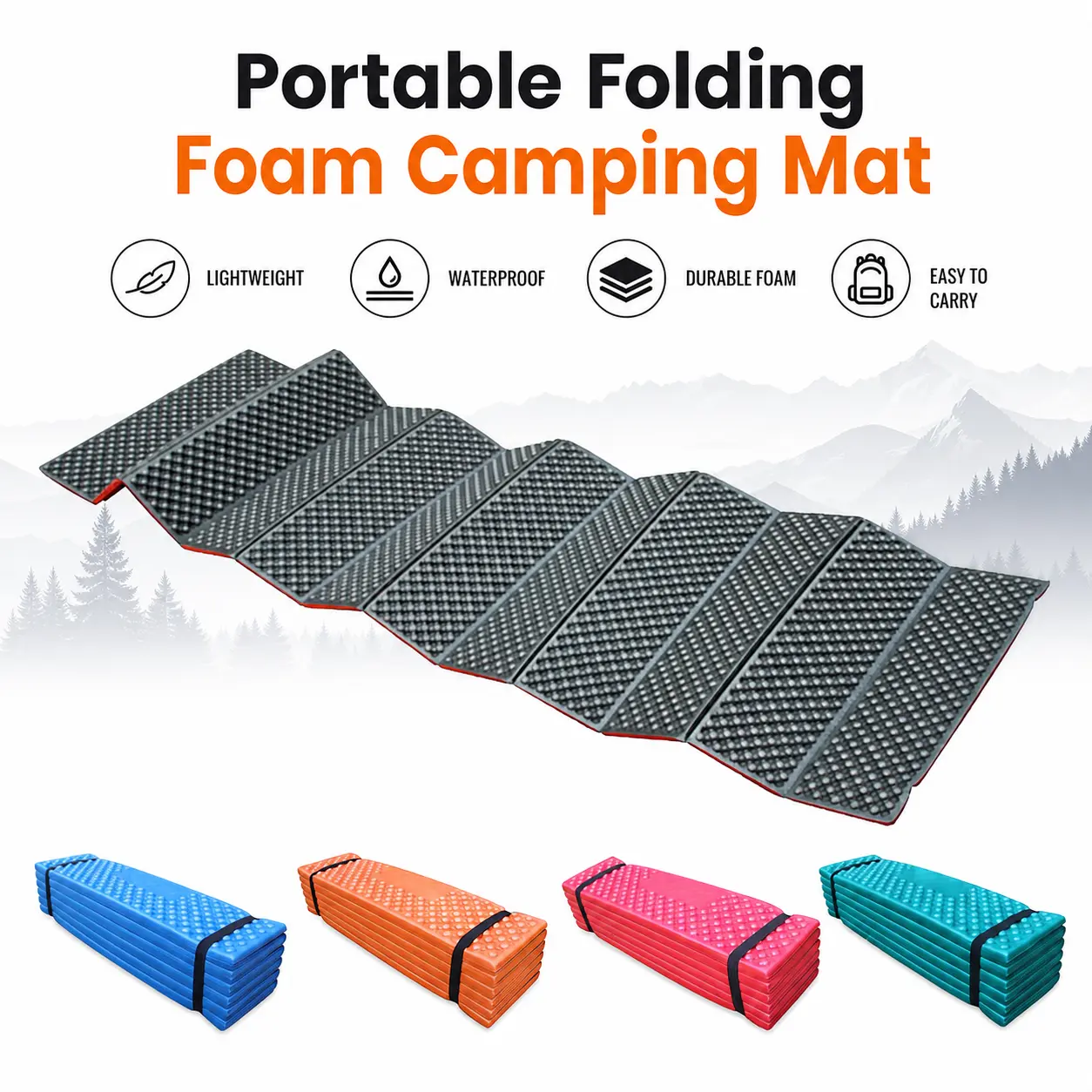 Portable Folding Foam Camping Mat Thick Bubble Textured Moisture Barrier Sleeping Pad Outdoor Backpacking Mountaineering Picnic Ground Cushion