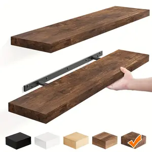 TOMNK 2/4/6pcs Floating Shelves, 15.7"/19.7"/ 22" Wood Hanging Shelf for Wall, Hanging Book Shelf for Wall Home Decor Living Room And Kitchen, Heavy Duty, Mounted Shelves for Bathroom, Bedroom, Living Room Or Kitchen, Hanging Shelf Decor Book