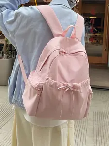 1pc Women's backpack with solid color and clean color, zipper closure, fashionable and versatile, casual and simple, suitable for students to go to school, campus travel, work and commuting, women's backpack, Casual Lightweight Backpack