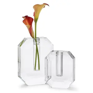 Hex Crystal Vase Set of 2