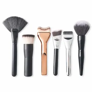 6-Piece Beauty Makeup Brush Set, Angled Foundation Brush, Fan Brush, Loose Powder Brush, Mask Brush Tool, Essential Cosmetics Kit