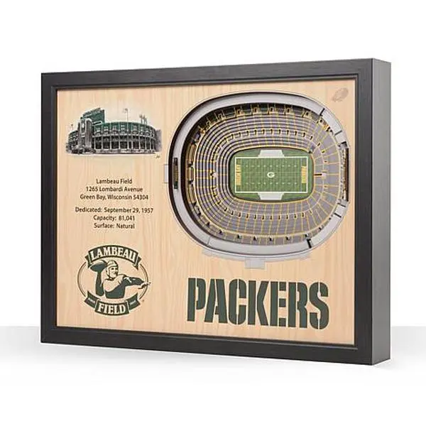 Football Fan Shop Officially Licensed NFL Green Bay Packers StadiumView 3D Wall Art