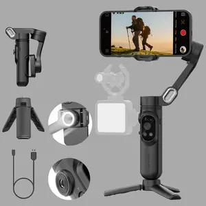 AOCHUAN Smart X Professional Gimbal Stabilizer: Wind-resistant with extended battery life + AI tracking. Includes 14-50 inch telescopic tripod + microphone port. Compatible with multiple devices. Essential for vlogging, live streaming, and holiday gifting