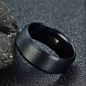 Men's Fashion Simple Matte Black Stainless Steel Ring Jewelry Gift Perfect for parties, birthdays and Father's Day, tungsten ring