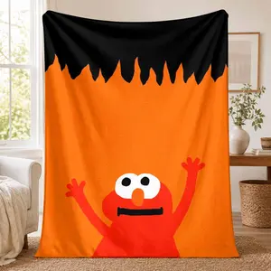 Funny Meme Art Flannel Blanket， Vibrant Red Orange Fire Background Design， Ultra Soft Lightweight Plush Cozy Texture， Perfect For Living Room Sofa Couch Bedding Nap Throw Gift