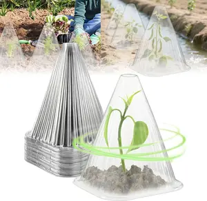 5pcs Gardening Greenhouse Plant Covers Transparent Garden Cloches for Plants, 2025 Upgraded Reusable Bell Plant Cover Plastic Small Plant Seedling Protector Bell Jar Cloches