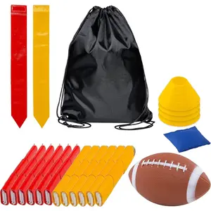 Flag Football Set for 12 Players - Includes Durable Flag Belts and Flags, Cones, Bean Bag, Carrying Backpack, and Football - Huge 55 Piece Complete Set