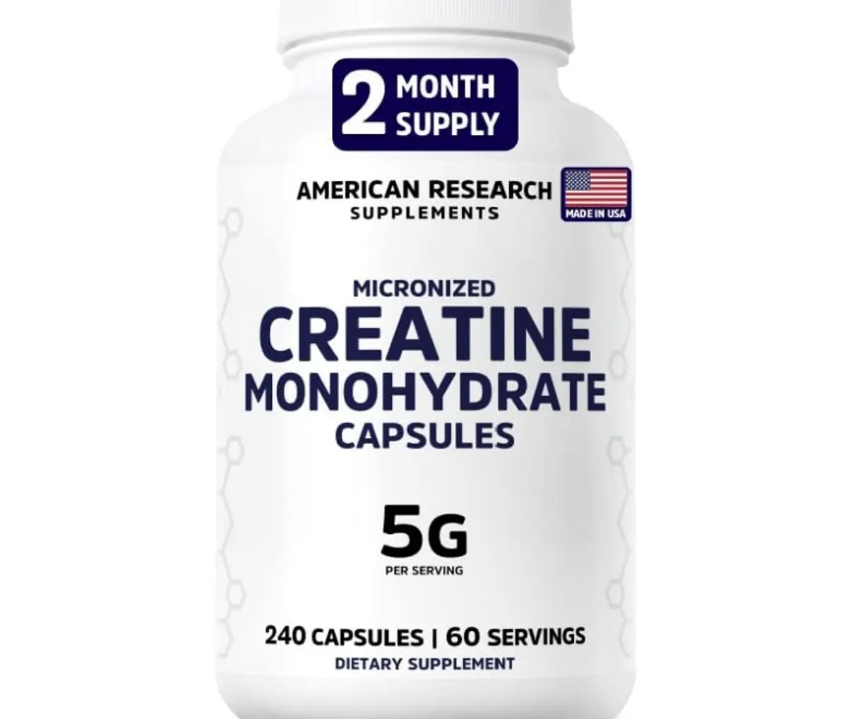 Creatine Monohydrate Capsules 5G | 60 Servings | Vegan | 4 Caps per Serving | Micronized Creatine Pills 5000mg | 240 Capsules | Creatine Pills For Men & Women | 2 Months Supply | Made Without Fillers