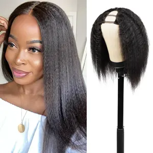 Diva Queen Virgin Human Hair U-Part Clip Wig Kinky Straight 16" (Natural)