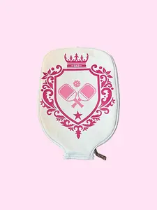 Crest Pickleball Paddle Cover - White w/ Pink