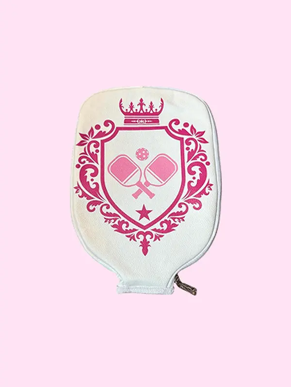 Crest Pickleball Paddle Cover - White w/ Pink