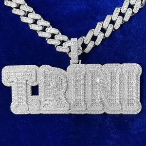 Hip-Hop New Style Copper Inlaid Zircon TRINI Font DIY Letter Pendant Necklace, European And American Niche Accessories