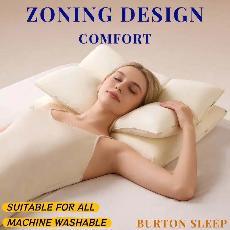 Multifunctional Divided Neck Pillow - Polyester, Ergonomic Double-Layered Modern Pillow Design, Anti-Allergic, Collapse-Resistant, Smooth Texture Neck Support for Relaxation, Sleep Use