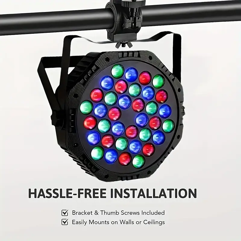Flower Dance 36 LEDs Par Light - Color Changing RGB Club Light with Sound-Activated, Remote & DMX Control, Dimmable, Aluminum+Plastic, 120 lm/w, Wall Hanging/Ceiling Mount for Dance Party, Christmas Decor,TV Backgound Decor, 220V