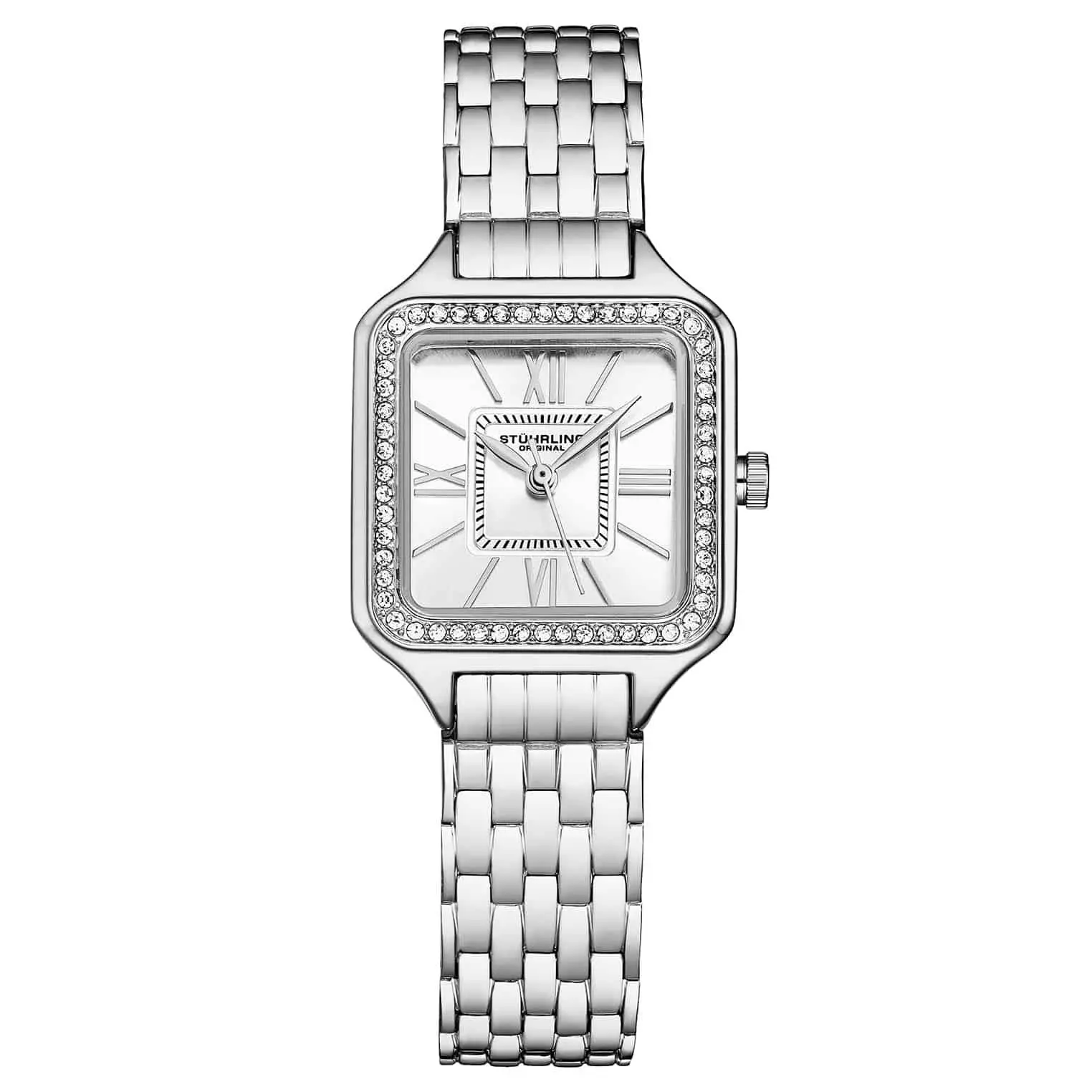 Confidant Women's Classic Fashion Quartz Watch - 27mm Crystal-Accented Steel Case, Link Strap, Blue Leaf-Style Hands, 30M Water Resistant, Analog Watches, Classic Fashion Quartz Watches