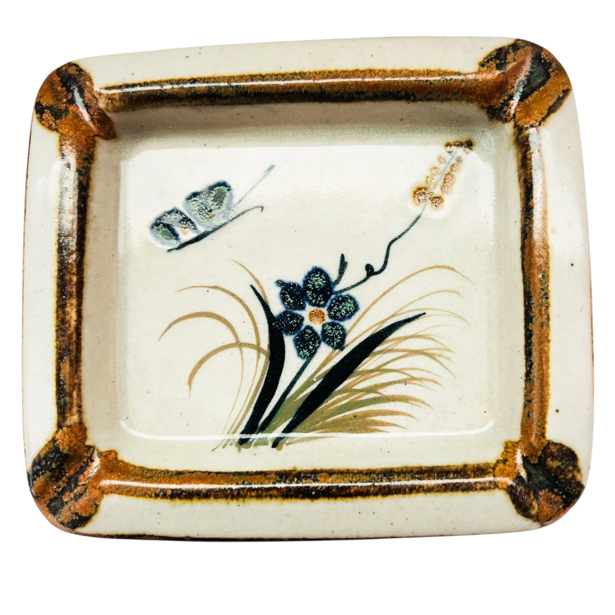Vintage Xochiquetzal of Mexico Ashtray Glazed Floral Design Signed by Artist