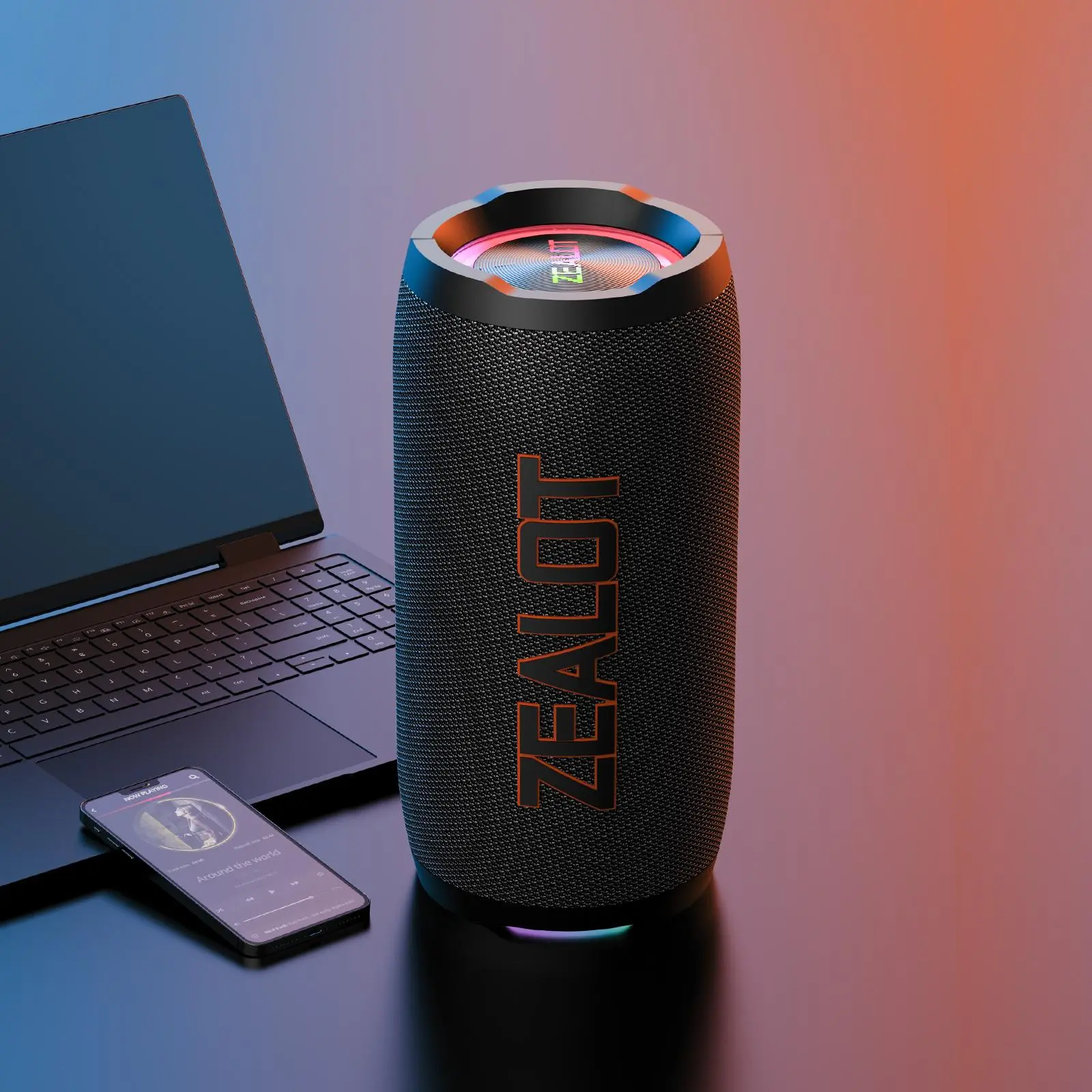 ZEALOT S76 50W Portable Wireless Rechargeable Speaker, IPX6 Waterproof Speaker with RGB Light, TWS Pairing, Fast Charging, 8000mAh Action Power, 16 Hours Playtime