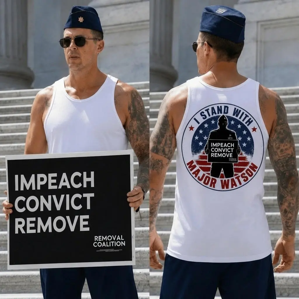 (Backside) I Stand With Major Watson Tank Top - Impeach Convict Remove Tee - Freedom Graphic Unisex Shirt