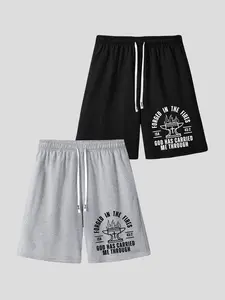 Men's 'forged in the Fires' Printed Casual Shorts 2-Pack, American Religious Style, All Seasons Comfortable Fitted Fit