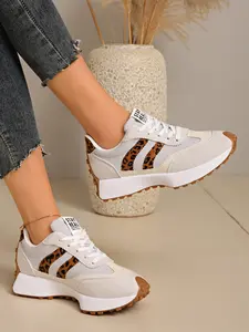 Women's Striped Sporty Shoes, Soft Sole Comfortable Waterproof Casual Sneakers, Thick Breathable Easy Clean Anti-Slip, Spring & Fall Wear