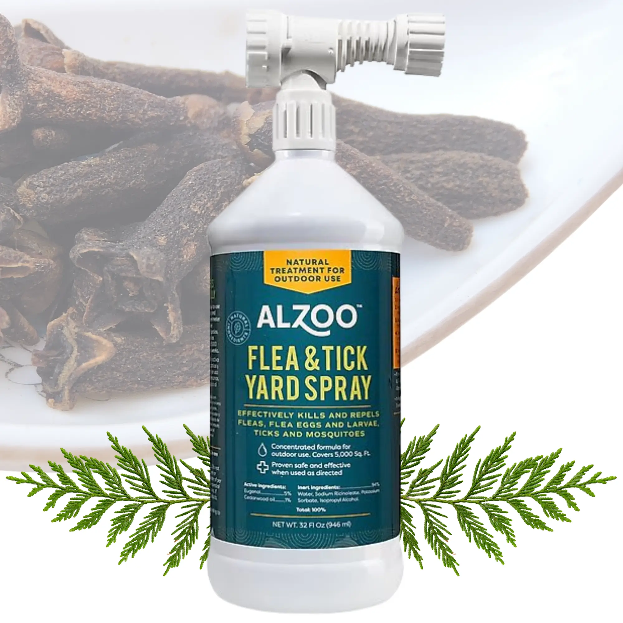 Flea & Tick Yard Spray, Helps Eliminate and Repel Pests, Outdoor Use, Covers 5,000 Sq. Ft., Plant-Based Active Ingredients, 32 Fl. Oz. Bottle