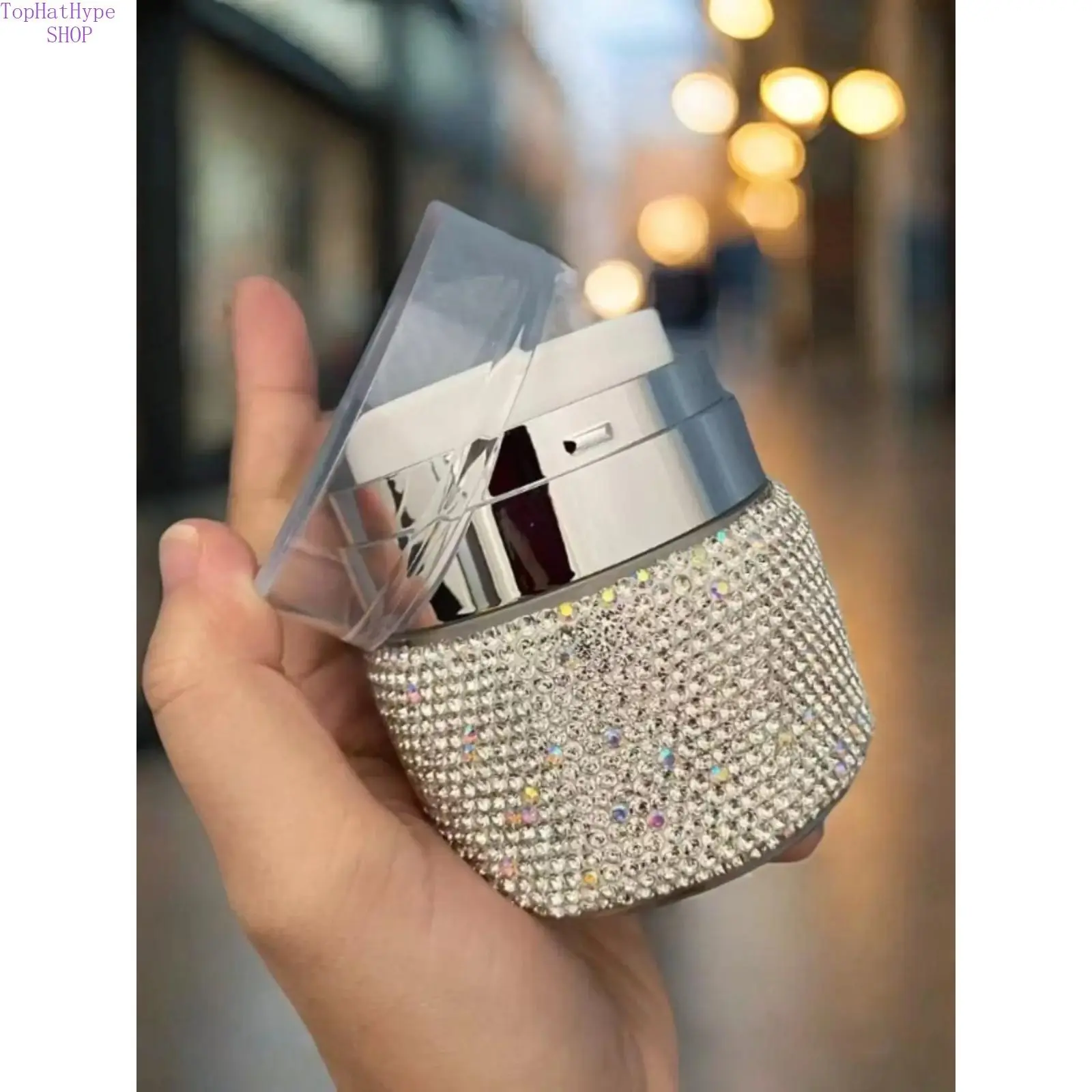 Rhinestone Airless Pump Cream Jar, Luxury Refillable and Leak-Proof Travel Bottles for Skincare Cosmetics, Face Cream Bottles, Canister