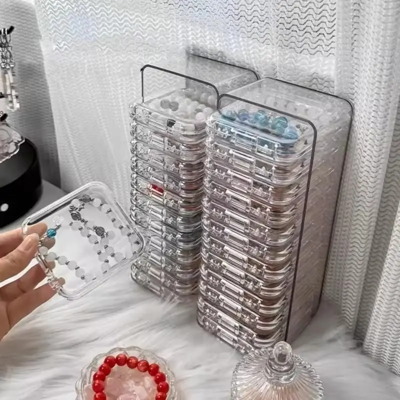 Transparent Jewelry Storage Box with Lid Set, Multifunctional Portable Organizer, Home Dorm Bathroom Office Plastic Container, Travel Accessories, Organizing Containers