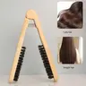 Double-Sided V-Shaped Brush Comb, Anti-Static Straightening & Volumizing, Wooden Handle, Professional Salon Hair Styling Tool
