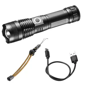 VEVOR 10000 High Lumens Flashlight, TikTokShopBlackFriday, 5 Lighting Modes LED Rechargeable, IPX4 Waterproof Emergency Lighting for Camping, Hiking, Running, Hurricane, Cycling, Sports Accessories, Bikepacking