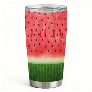 20oz Realistic Watermelon Slice Pattern Stainless Steel Tumbler， Tumbler with Lid Double Wall Vacuum Insulated Travel Mug