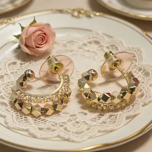 18K Gold Plated Geometric Hoop Earrings for Women - 925 Sterling Silver Post, Waterproof & Tarnish-Resistant, Sparkling Cubic Zirconia Statement Hoops, Lightweight Hypoallergenic Fashion Jewelry Gifts