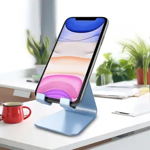 Cell Phone Stand for Desk, Desktop Phone Holder, Aluminum Mobile Phone Stand for iPhone 15 14 13 12 pro Mini 11 X Xr Xs max 8 7 6 6s Plus Samsung Galaxy S21 Ultra All Smart Phones