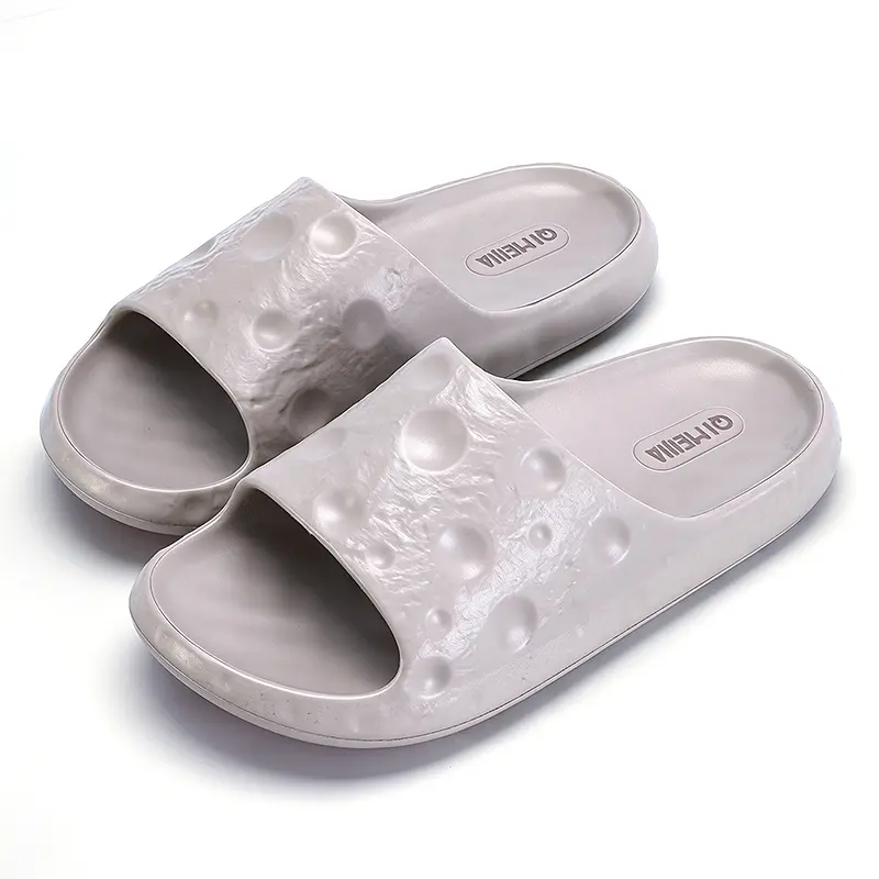 QIMEIJIA  Men Women Non Slip Shower Slippers Thick Sole Waterproof EVA with Moon Crate Texture Quick Dry Drain Holes Bathroom Kitchen Pool  Comfortable Indoor Outdoor House Slides