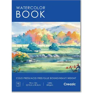 Watercolor Paper Pad 9"x12" 140lb/300gsm Acid-Free Cold-Pressed Heavyweight Water Color Paper Artist Sketchbook for Adults Kids & Beginners Ideal for Watercolors Mixed Media & Crafts