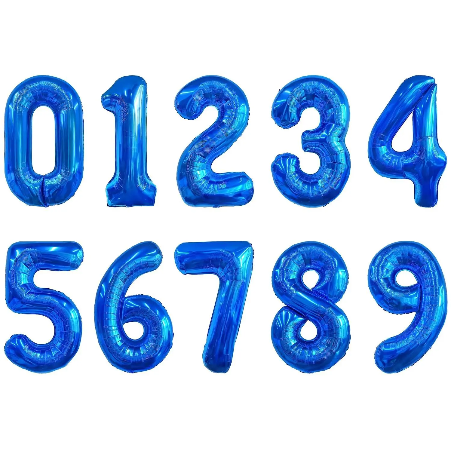 Number Balloons 16 Inch Mylar Foil Number 0-9 Balloons Set For Party Decoration Custom Digital Balloons 10 Pieces Party Supplies (Blue)