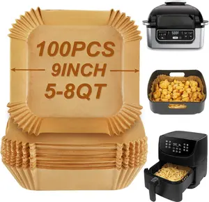 Air Fryer Sheets Liners for Ninja AG301 Grill, AF141 Pro 4-in-1 & More, 9in Disposable Square Air Fryer Parchment Paper Filters for 5 to 8 Qt, Ninja Foodi Grill Accessories(Set of 100)