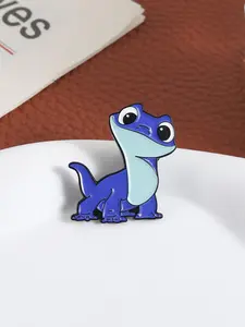 Cute Blue Lizard Zinc Alloy Brooch, Cartoon Animal Decoration, Smiling Eyes, Healing Design, Unisex Casual Fun Accessory Gift, Durable Metal Pins