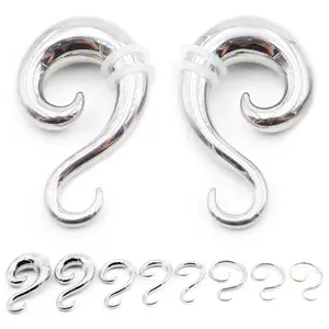 Alisouy 1PC Stainless Steel S-shaped Spiral Ear Plugs Tunnels Taper Cartilage Earring Gauges Expander Stretcher Piercing Jewelry