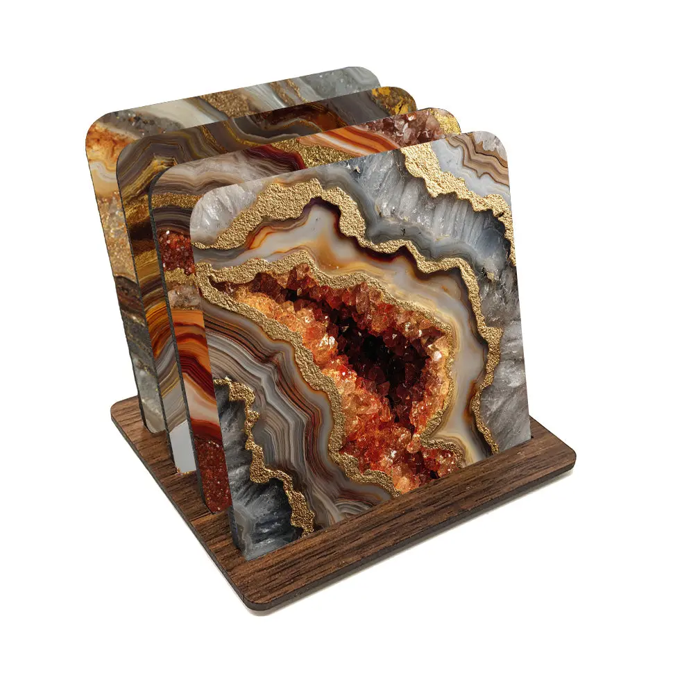 Orange Agate Coaster Set