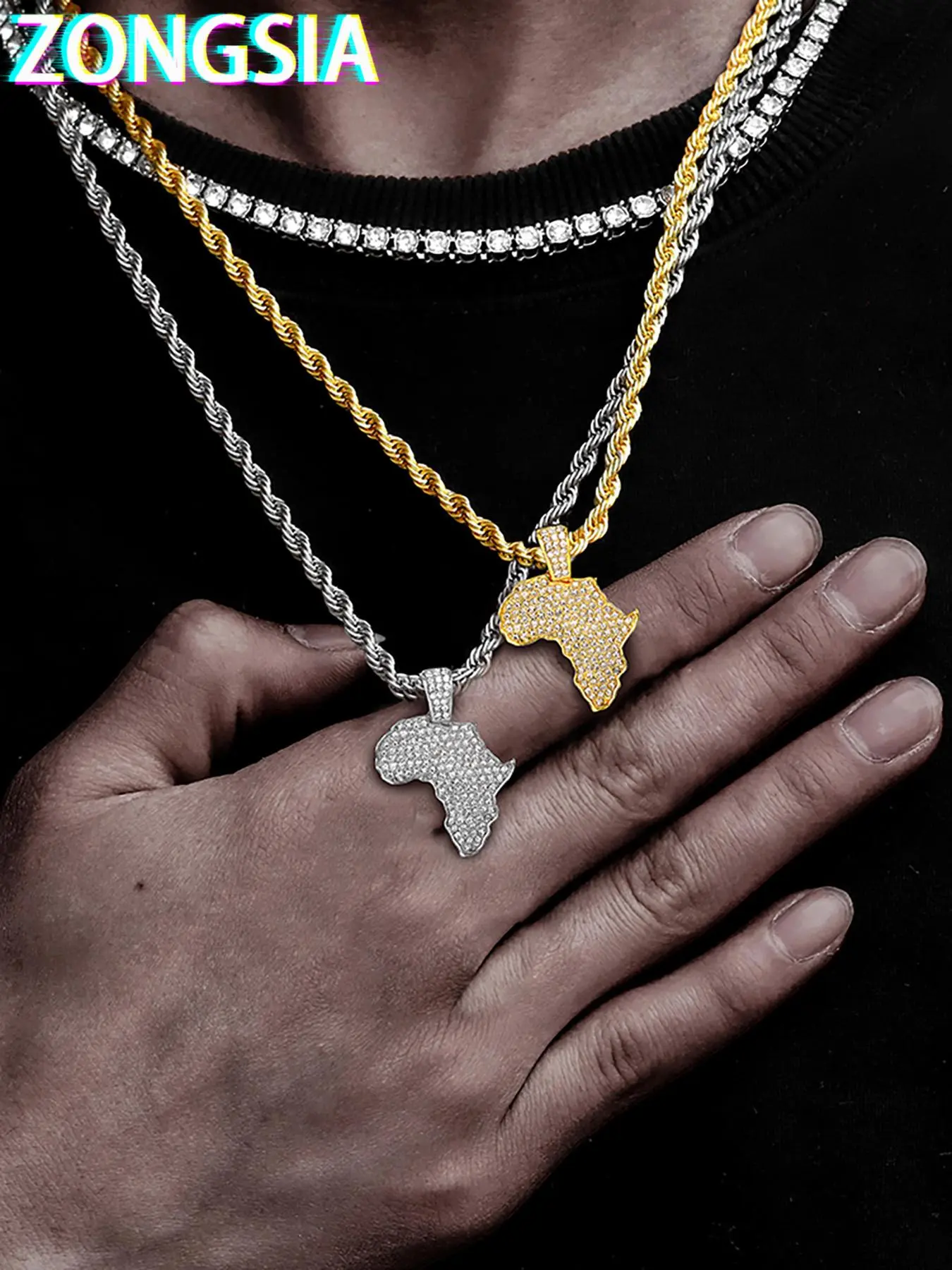 Rhinestone Decorated Africa Map Design Pendant Necklace, Fashion Jewelry for Party, Daily Clothing Decor, Trendy All-match & Exquisite Jewelry for Birthday Gift, Jewelry Gifts, Fashion Accessories