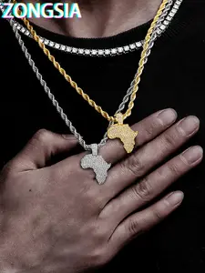 Rhinestone Decorated Africa Map Design Pendant Necklace, Fashion Jewelry for Party, Daily Clothing Decor, Trendy All-match & Exquisite Jewelry for Birthday Gift, Jewelry Gifts, Fashion Accessories