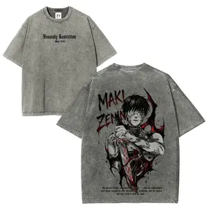 Maki Zenin Oversize Unisex Washed T-Shirt for Women and Men's Unisex Fit Batik Cotton Oversize Streetwear Menswear  Super Soft Pre-Shrunk gift tee soulja boy outfit gorlock destroyer  tv show christian clothing