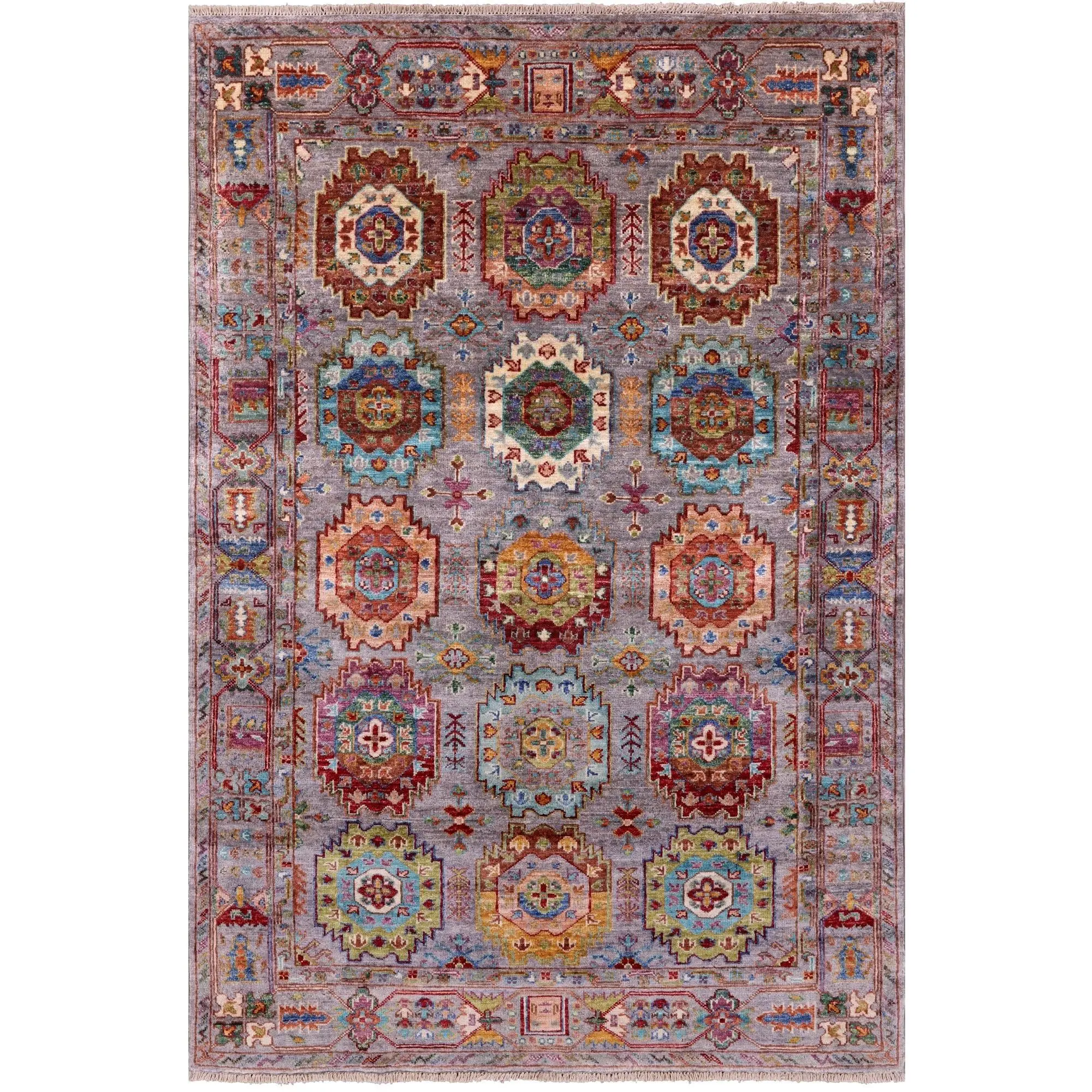 Turkmen Ersari Hand Knotted Wool Rug - 4' 0" X 5' 11"