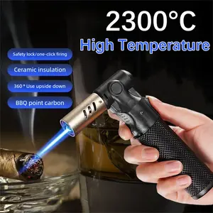 2300 ° High-temperature Durable Multifunctional Butane Lighter, Jet Torch Flame Portable Windproof Lighter, Flame Size Adjustment, Suitable for Outdoor, Camping, Barbecue, Hiking (No Butane Gas), Without Battery