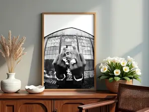2Pac Shakur Poster  Iconic "Middle Finger" Wall Art, Vintage Hip Hop Decor, Black White 90s Rap Legend Print for Music Studio Den. ( Unframed - Print Only )