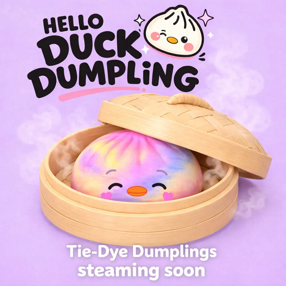 Hello Duck Dumpling Tie-Dye Squishy Toy, Top Trenz Squishy, for Ages 8+